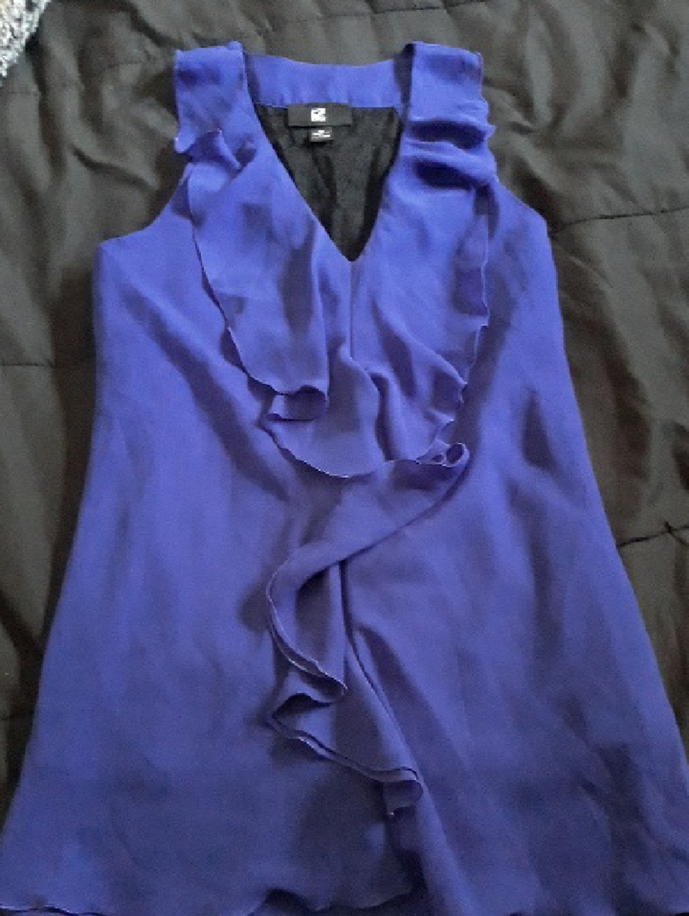Iz Byer Blue Sleeveless Ruffle Top